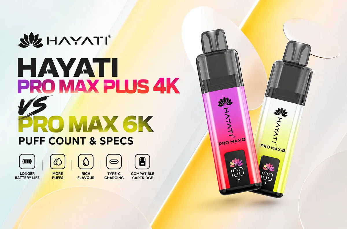 Hayati Pro Max Plus 4K vs Pro Max 6K: Puff Count & Specs