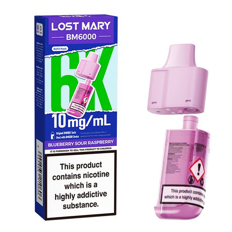 10MG Blueberry Sour Raspberry Lost Mary BM6000 Refill Pods - 5 Pack