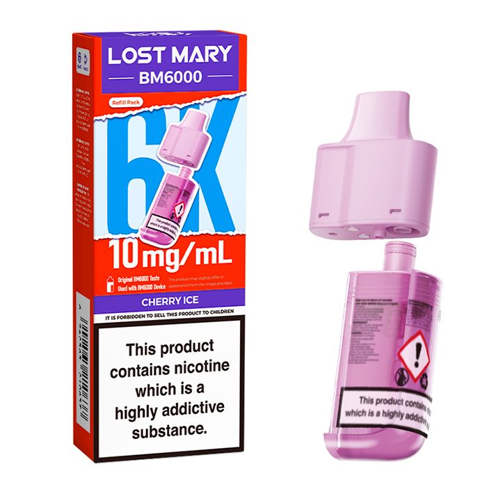 10MG Cherry Ice Lost Mary BM6000 Refill Pods - 5 Pack