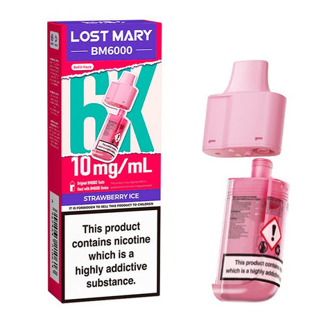 10MG Strawberry Ice Lost Mary BM6000 Refill Pods - 5 Pack