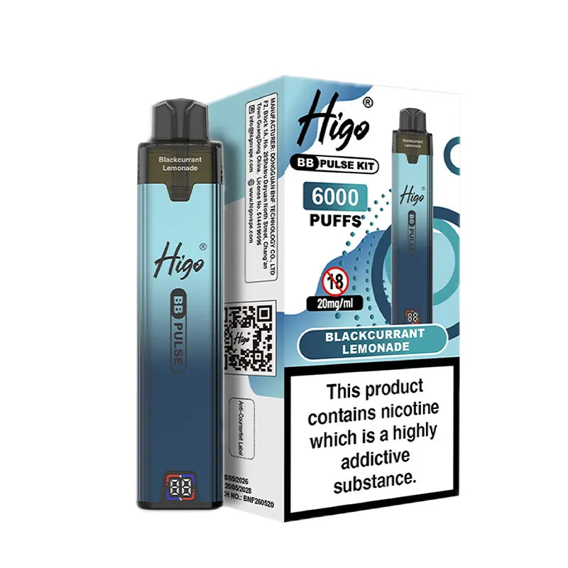 Blackcurrant Lemonade Higo BB Pulse 6000 Prefilled Pod Kit Vape Universe
