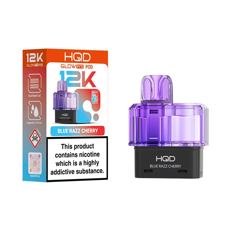 Blue Razz Cherry HQD Glow Pro 12K prefilled Pods 