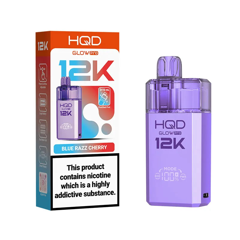 Blue Razz Cherry HQD Glow Pro 12K Pod Vape Kit