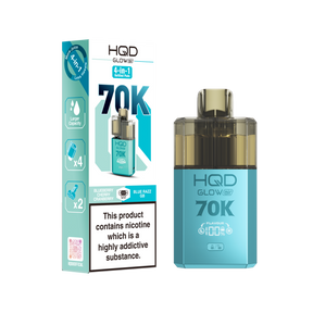 HQD Glow vape device and packaging on a white background