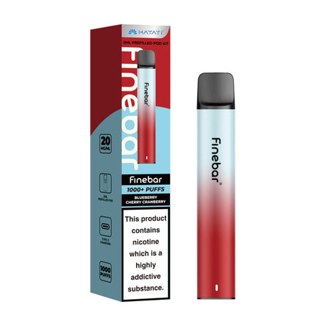 Blueberry Cherry Cranberry Hayati Finebar 1000 Puffs Prefilled Pod Kit Vape Universe UK