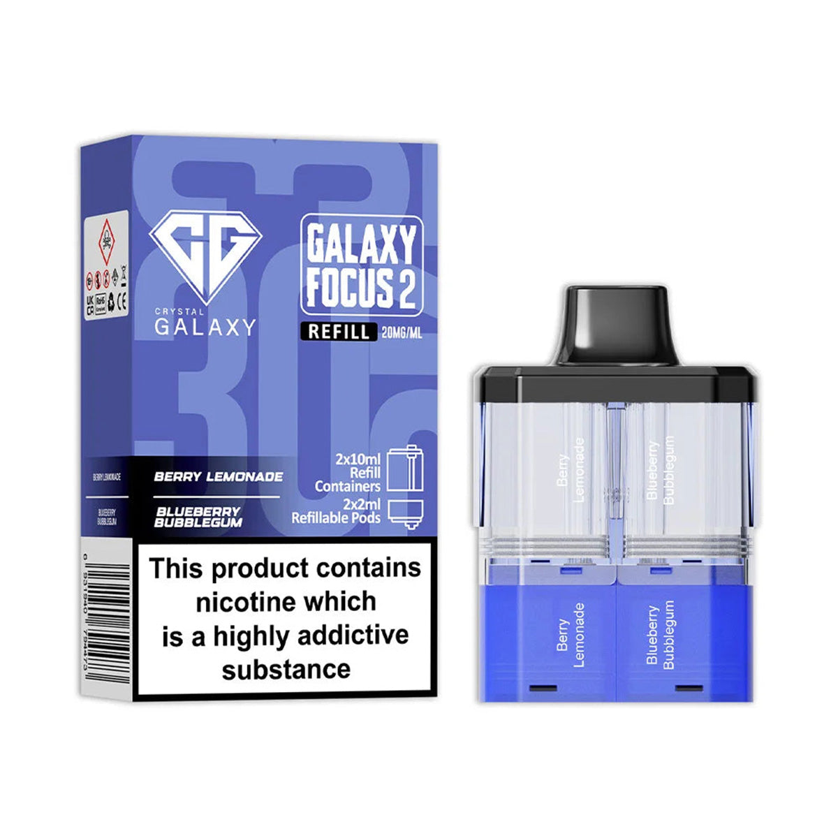 Berry Lemonade Blueberry Bubblegum Crystal Galaxy Focus 2 30K Refill Pack

