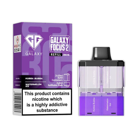Hubba Bubba Watermelon Ice Crystal Galaxy Focus 2 30K Refill Pack
