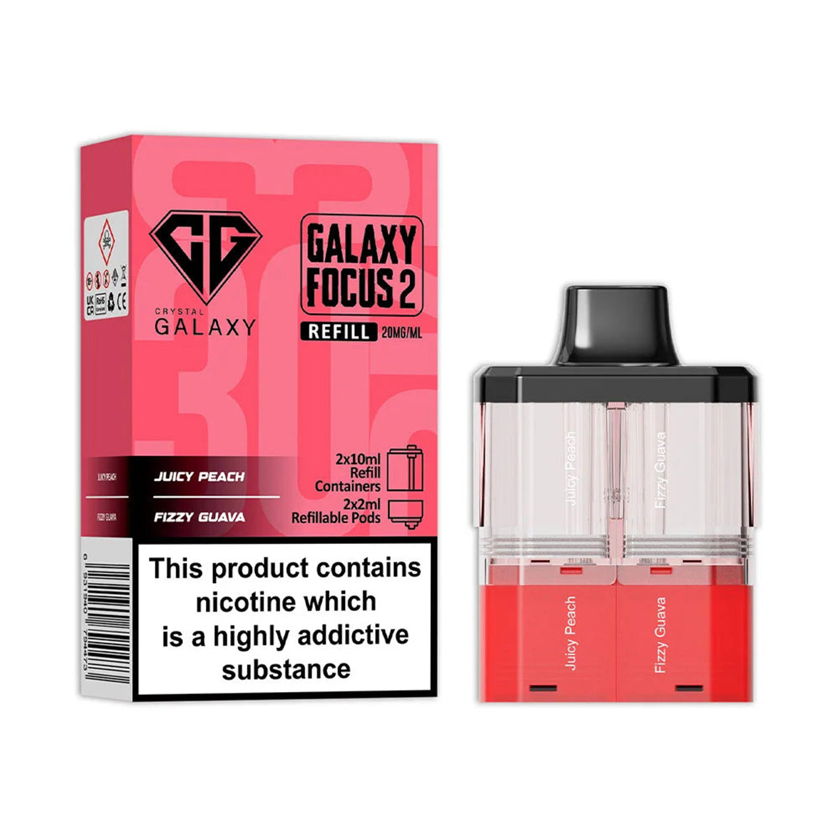 Juicy Peach Fizzy Guava Crystal Galaxy Focus 2 30K Refill Pack
