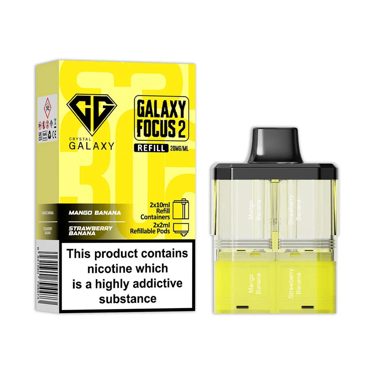 Mango Banana Strawberry Banana Crystal Galaxy Focus 2 30K Refill Pack
