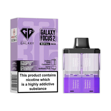 Strawberry Raspberry Cherry Ice Strawberry Raspberry Blueberry Crystal Galaxy Focus 2 30K Refill Pack

