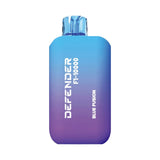Blue and purple bottle with 'Defender' branding on a white background