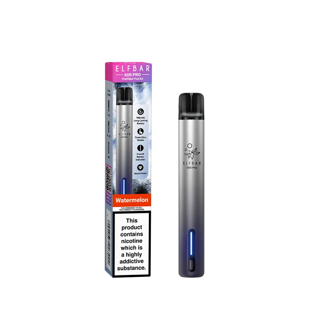 Elf Bar 600 Pro Prefilled Pod kit Aurora Black with Watermelon - Vape Universe