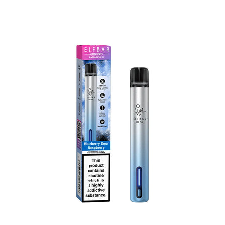 Elf Bar 600 Pro Prefilled Pod kit Aurora Cyan with Blueberry Sour Raspberry - Vape Universe