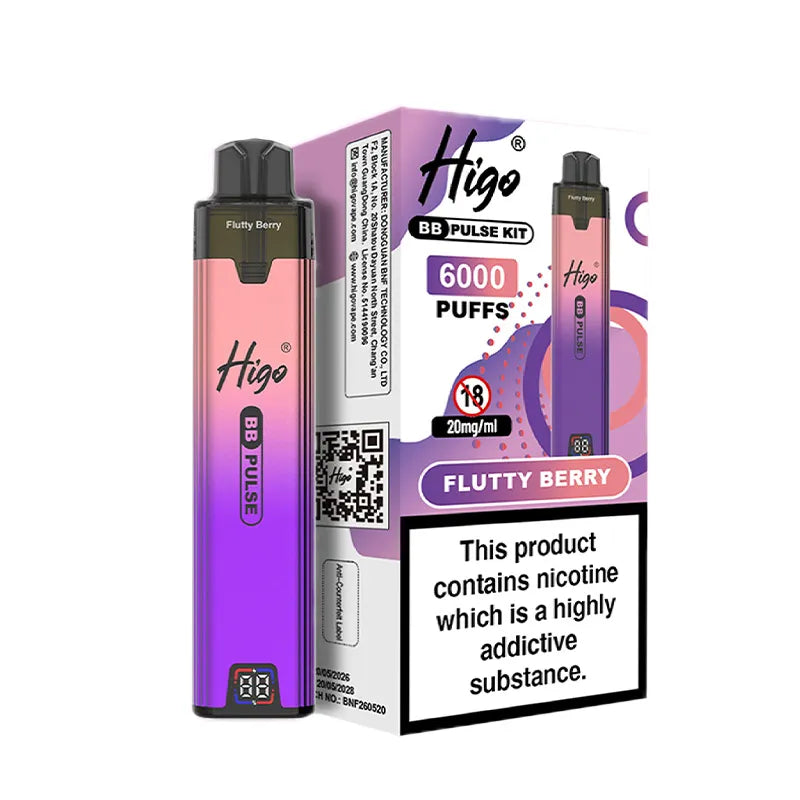 Flutty Berry (Strawberry Blueberry CC) Higo BB Pulse 6000 Prefilled Pod Kit Vape Universe

