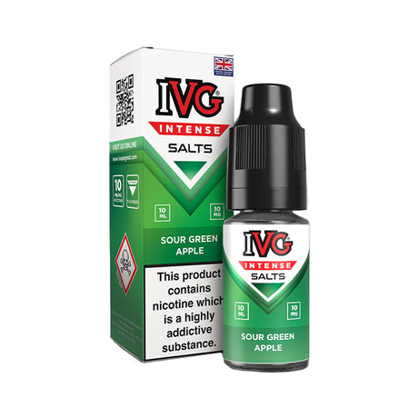 IVG Intense Sour Green Apple Nic Salt E-liquid 10ml.