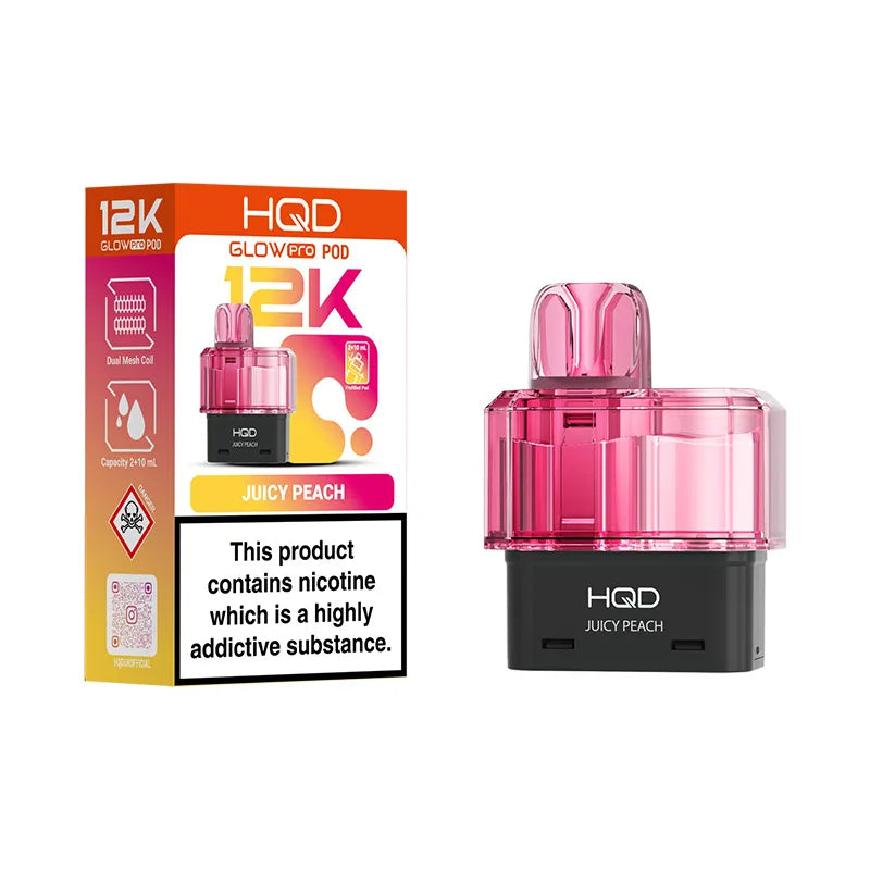 Juicy Peach HQD Glow Pro 12K prefilled Pods 