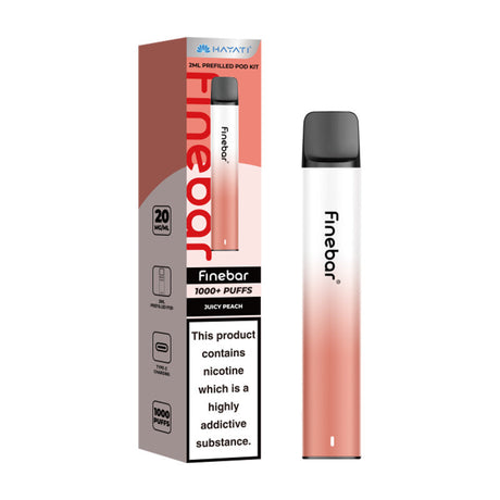 Juicy Peach Hayati Finebar 1000 Puffs Prefilled Pod Kit - Vape Universe UK