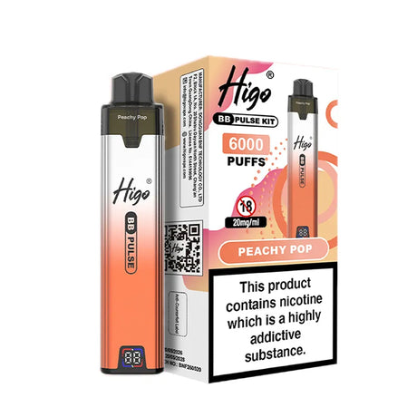 Peachy Pop (Juice Peach) Higo BB Pulse 6000 Prefilled Pod Kit Vape Universe
