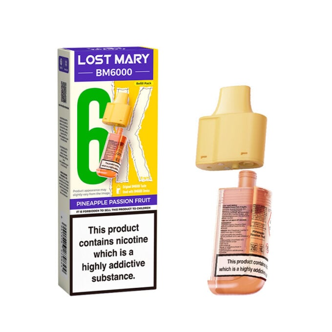Pineapple passion fruit Lost Mary BM6000 Prefilled Pods