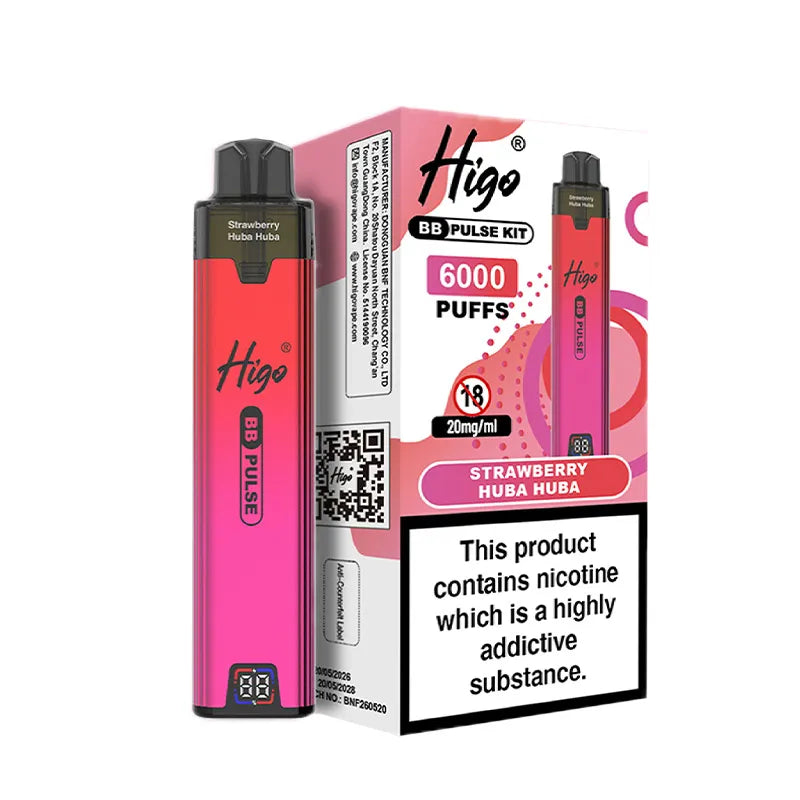 Strawberry Huba Huba Higo BB Pulse 6000 Prefilled Pod Kit Vape Universe
