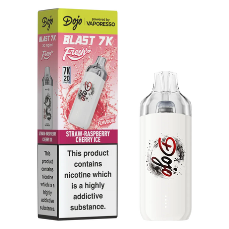 Straw-Raspberry Cherry Ice Dojo Blast 7K Fresh Pod Kit Vape Universe