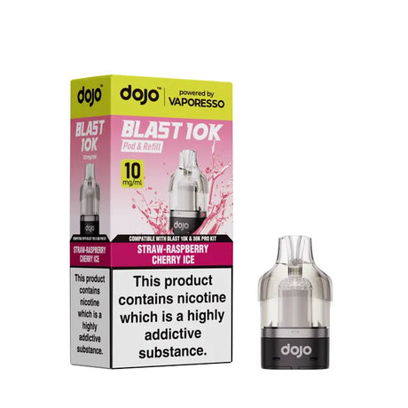 Straw-Raspberry Cherry Ice Vaporesso Dojo Blast 10K Pods - 10mg (5 Pack)