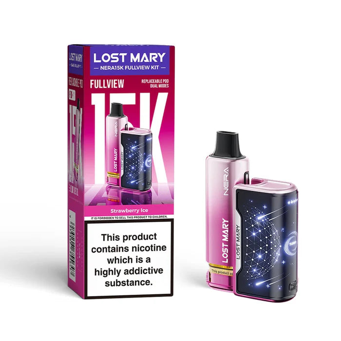 Strawberry Ice Lost Mary Nera 15K Fullview Pod Kit - vape Universe