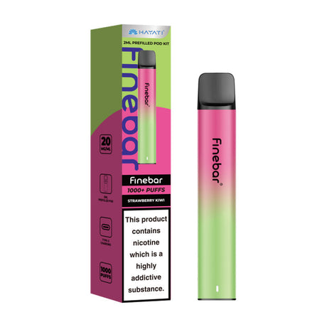 Strawberry Kiwi Hayati Finebar 1000 Puffs Prefilled Pod Kit - Vape Universe UK
