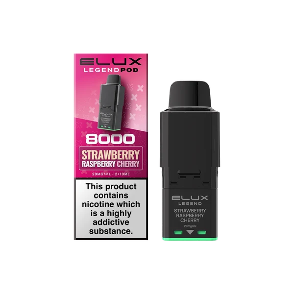 Strawberry Raspberry Cherry Elux Legend 8000 Refill Pods – Vape Universe