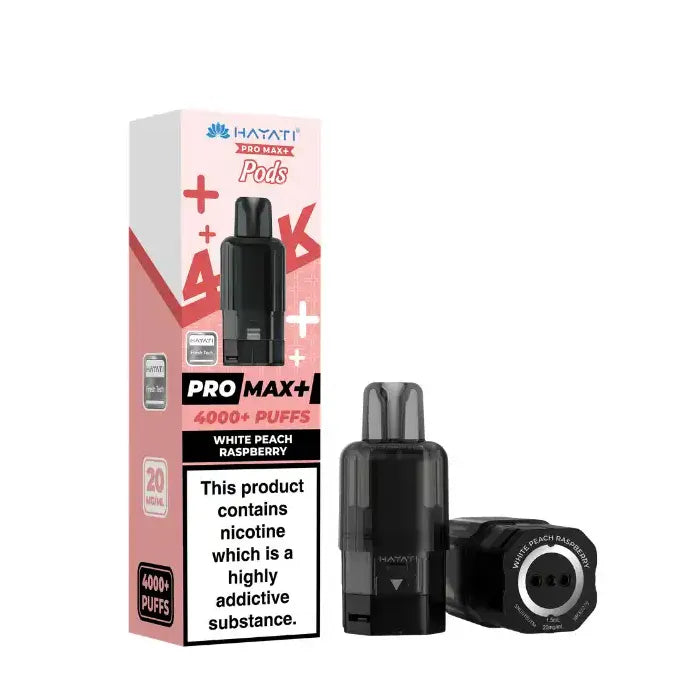 White Peach Raspberry Hayati Pro Max Plus 4K Refill Pods
