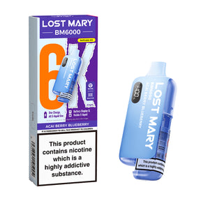 Lost Mary BM6000 vape device and packaging on a white background