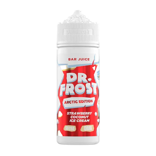 Dr. Frost strawberry coconut ice cream bottle on a white background