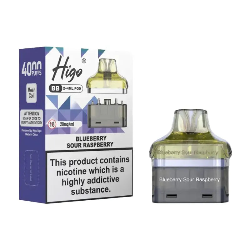 Blueberry Sour Raspberry Higo BB 4000 Puffs Prefilled Pods